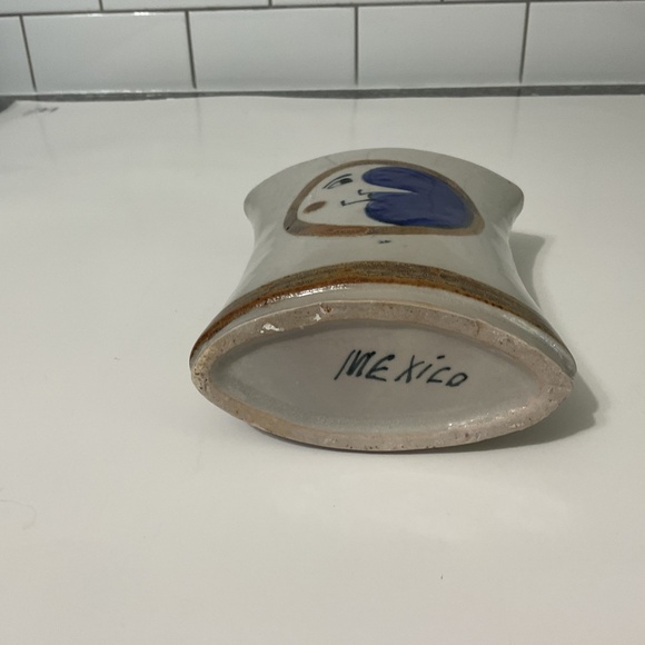 VTG Tonala Ceramic Crescent Half Moon Vase Mexico - Picture 7 of 7